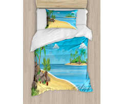 Palms Rocks Sand Sun Duvet Cover Set