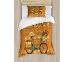 Bicycle with Flower Crates Duvet Cover Set