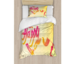Be Happy and Smile Message Duvet Cover Set