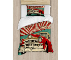 Greetings Words Retro Car Duvet Cover Set