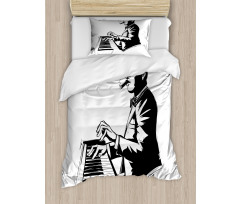 Jazz Pianist Sketch Artwork Duvet Cover Set