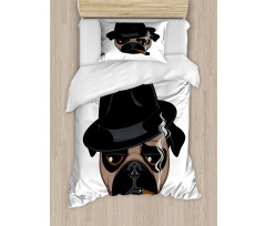 Cartoon Cool Pug Dog Portrait Duvet Cover Set