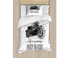 Hand-drawn Motorbike Duvet Cover Set