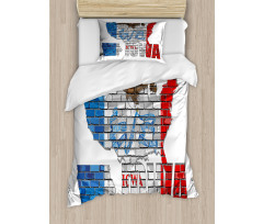 Iowa Map on a Brick Wall Duvet Cover Set