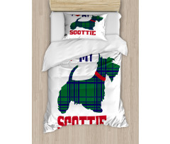 I Heart My Scottie Text Duvet Cover Set