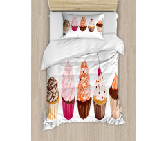 Cakes with Frosting Topping Duvet Cover Set