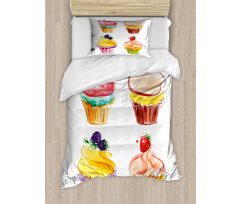 Pastel Watercolor Bakery Duvet Cover Set