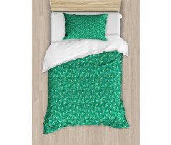 Biloba Leaves on Teal Shade Duvet Cover Set