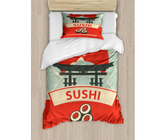 Torii Gate Sushi Mountains Duvet Cover Set