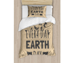Typographic Words Earth Day Duvet Cover Set