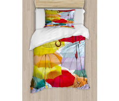 Hanged Vivid Umbrellas Duvet Cover Set