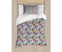 Tropic Hibiscus Plumeria Duvet Cover Set