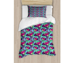 Forest Leaves on Aqua Shade Duvet Cover Set