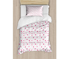 Origami Cranes with Hearts Duvet Cover Set