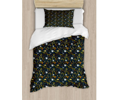 Childish Doodle Blossoms Duvet Cover Set