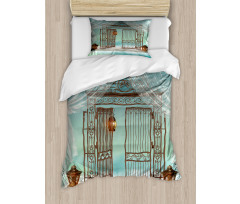 Old Gate and Curtain Duvet Cover Set