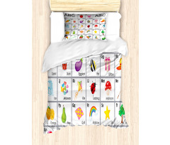 Squares with Letters Kids Duvet Cover Set