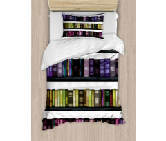 Colorful Books on Shelves Duvet Cover Set