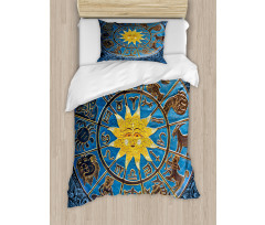 Zodiac Signs Circle Sun Duvet Cover Set