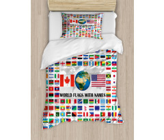 World Flags with Names Duvet Cover Set