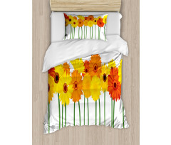 Flowers on Green Stems Duvet Cover Set