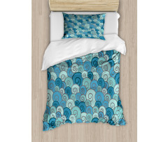 Waves in the Ocean Doodle Duvet Cover Set