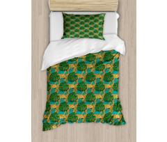 Animals and Monstera Leaves Duvet Cover Set