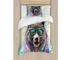 Colored Wild Bear Art Duvet Cover Set