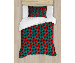 Swirls on Teal Background Duvet Cover Set