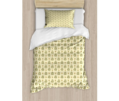 Foliage Leaves with Blossoms Duvet Cover Set