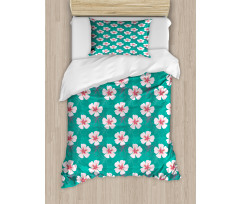 Simple Garden Flower Motifs Duvet Cover Set