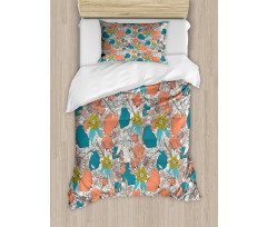 Tulips Poppy and Foliage Duvet Cover Set