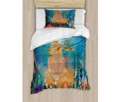 Fish Corals and Castle Duvet Cover Set