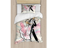 Romantic Dancing Couple Words Duvet Cover Set