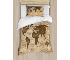 Vintage Topographic Image Duvet Cover Set