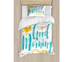 Smiling Sun and Wavy Letters Duvet Cover Set