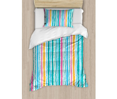 Stripes in Aquatic Colors Duvet Cover Set