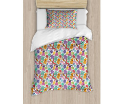 Abstract Hairy Monsters Duvet Cover Set