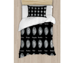 Shaded Effect Runic Alphabet Duvet Cover Set