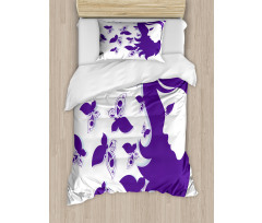 Butterflies and a Lady Duvet Cover Set