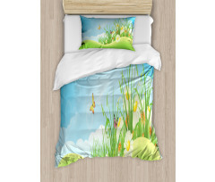 Spring Meadow Hills Cartoon Duvet Cover Set