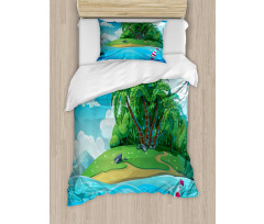 Aquatic Seascape Pattern Duvet Cover Set