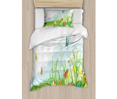 Clouds with Spring Meadow Duvet Cover Set