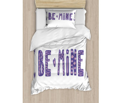 Typographic Text and Hearts Duvet Cover Set