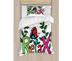 Phrase Butterfly and Leaves Duvet Cover Set