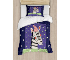 Sleeping Zebra in Nightcap Duvet Cover Set