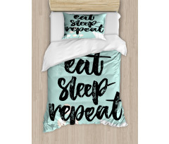 Eat Sleep Repeat Lettering Duvet Cover Set