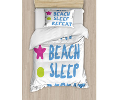 Eat Beach Sleep Repeat Text Duvet Cover Set