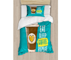 Eat Sleep Coffee Time Repeat Duvet Cover Set