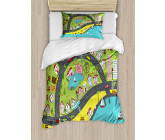 Landscape of Urban and Suburbs Duvet Cover Set